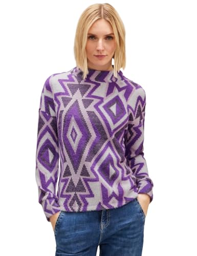 STREET ONE Damen A320695 Langarmshirt Gemustert, deep Pure Lilac, 44 von STREET ONE