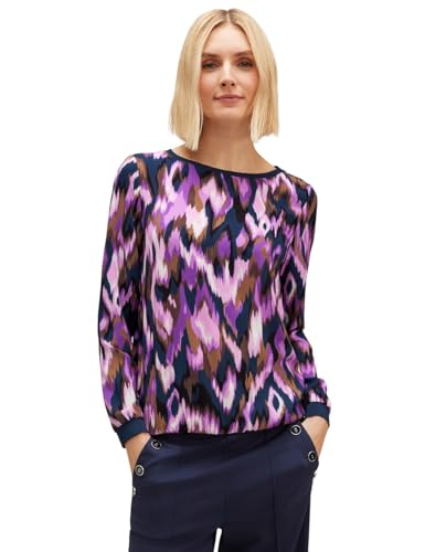STREET ONE Damen A320702 Langarmshirt Gemustert, deep Pure Lilac, 36 von STREET ONE