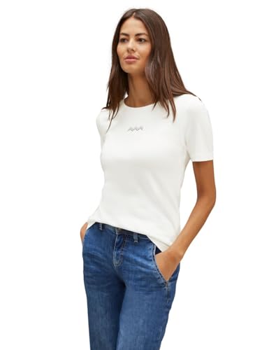 STREET ONE Damen A320703 Kurzarmshirt, Off White, 44 von Street One