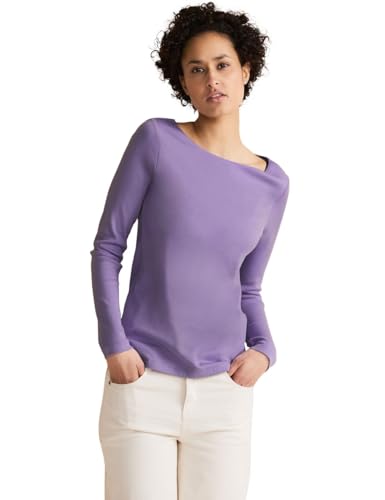 STREET ONE Damen Basic Langarmshirt, shiny lilac, 44 von Street One