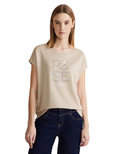 STREET ONE Damen T-Shirt mit Dekosteinen, light smooth sand, 38 von Street One