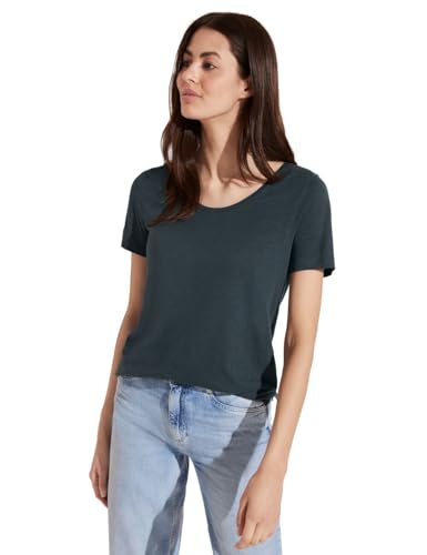 STREET ONE Damen A321104 Basic Kurzarmshirt, cool Vintage Green, 38 von STREET ONE