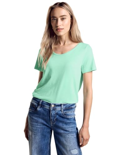 STREET ONE Damen A321104 Basic Kurzarmshirt, tidel Green, 40 von STREET ONE