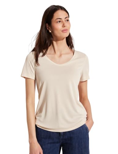 STREET ONE Damen A321276 Jersey T-Shirt, Smooth Sand beige, 42 von Street One