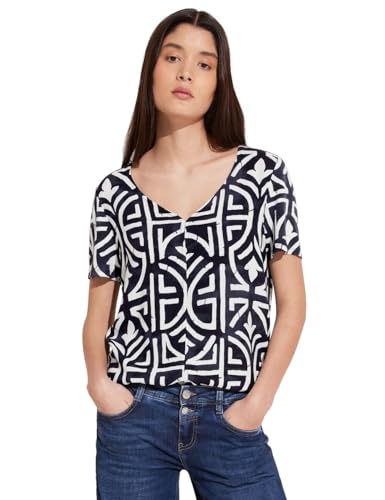 STREET ONE Damen A321327 Print T-Shirt, deep Blue, 36 von STREET ONE
