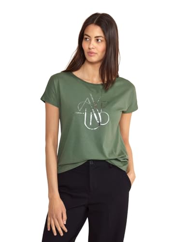 STREET ONE Damen A321328 T-Shirt mit Wording, Dry salvia Green, 40 von Street One