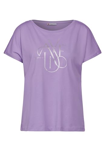 STREET ONE Damen A321328 T-Shirt mit Wording, Smell of Lavender, 44 von Street One