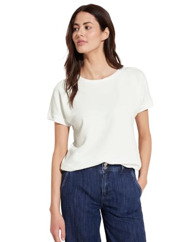 STREET ONE Damen A321372 Struktur T-Shirt, Off White, 44 von Street One