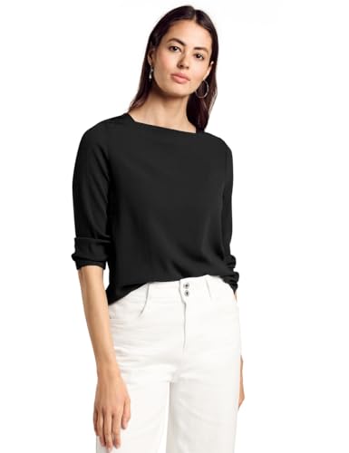 STREET ONE Damen A321752 Struktur-T-Shirt, Black, 40 von STREET ONE