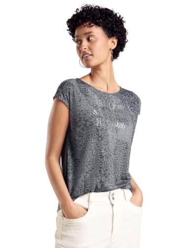 STREET ONE Damen A321962 T-Shirt mit Wording, Black, 36 von STREET ONE