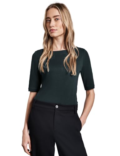 STREET ONE Damen A322576 T-Shirt in Unifarbe, Hunter Green, 38 von STREET ONE