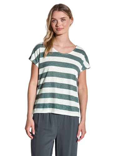 STREET ONE Damen A322701 Gestreiftes T-Shirt, Garden Green, 36 von STREET ONE