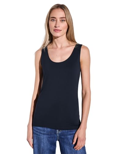 Street One Damen A322896 Basic Top in Unifarbe, deep Blue, 42 von Street One