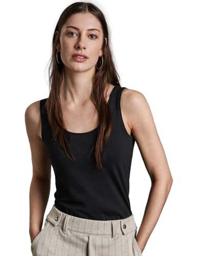 Street One Damen A322896 Basic Top in Unifarbe, Black, 46 von Street One