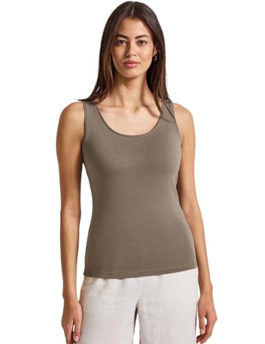 STREET ONE Damen A322896 Basic Top in Unifarbe, Dark Tumbled Beige, 40 von STREET ONE