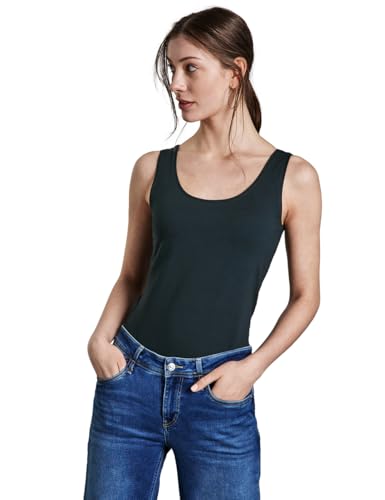 Street One Damen A322896 Basic Top in Unifarbe, Hunter Green, 40 Street One Damen A322896 Basic Top in Unifarbe, Hunter Green, 40 von Street One
