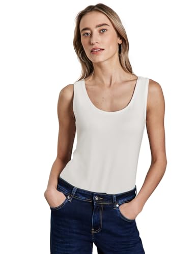 Street One Damen A322896 Basic Top in Unifarbe, Off White, 46 von Street One