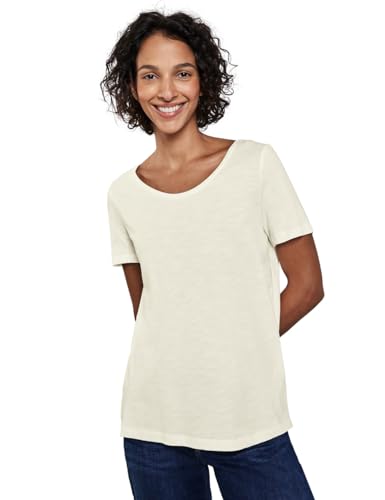 STREET ONE Damen A322897 Basic T-Shirt in Unifarbe, Off White, 36 von STREET ONE