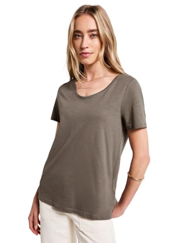 STREET ONE Damen A322897 Basic T-Shirt in Unifarbe, Dark Tumbled Beige, 36 von STREET ONE