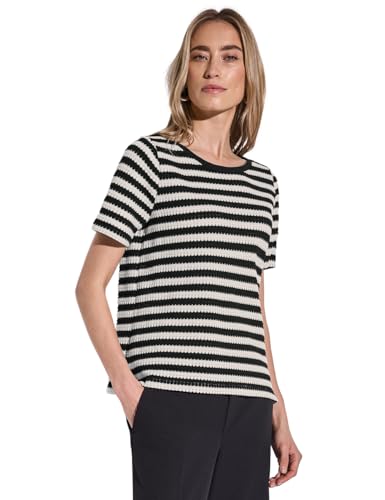 STREET ONE Damen A322898 Strick-Look Streifen-Shirt, Black, 38 von STREET ONE