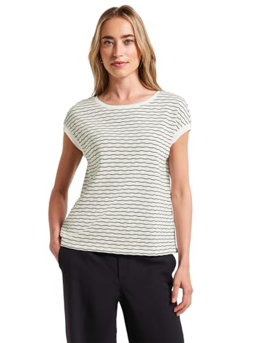 STREET ONE Damen A323500 Shirt mit welligen Streifen, Off White, 40 STREET ONE Damen A323500 Shirt mit welligen Streifen, Off White, 40 von Street One