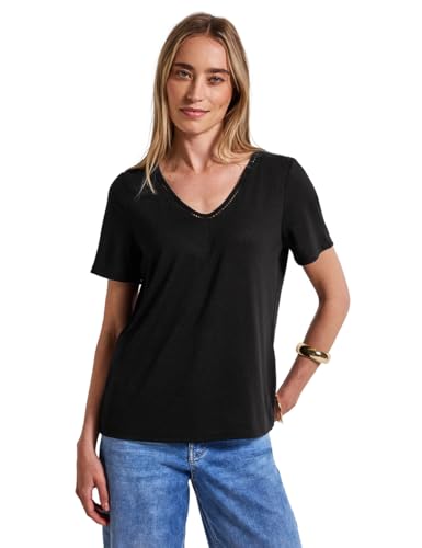 STREET ONE Damen A323527 Leinen-Look T-Shirt, Schwarz, 38 STREET ONE Damen A323527 Leinen-Look T-Shirt, Schwarz, 38 von Street One