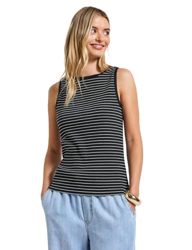 STREET ONE Damen A323531 Gestreiftes Top, Pine Grove Green, 42 von STREET ONE