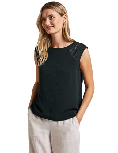 STREET ONE Damen A323559 Top mit Mesh-Details, Pine Grove Green, 38 von STREET ONE