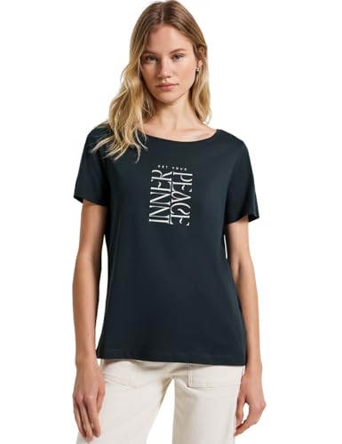 STREET ONE Damen A323577 T-Shirt mit Wording Print, Pine Grove Green, 38 von Street One