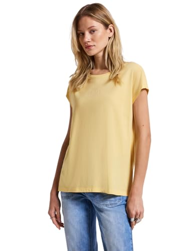 STREET ONE Damen A323581 Basic Shirt mit Wording, Buttercream Yellow, 40 von STREET ONE