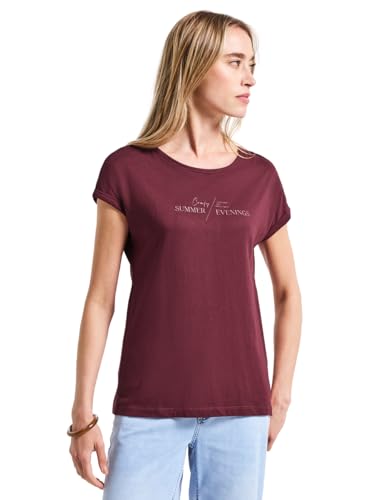 STREET ONE Damen A323610 Basic Shirt mit Print, Dark Cherry Red, 44 STREET ONE Damen A323610 Basic Shirt mit Print, Dark Cherry Red, 44 von Street One
