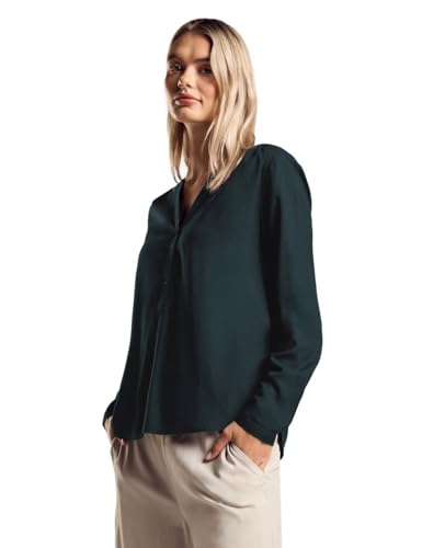 STREET ONE Damen A343792 Basic Bluse in Unifarbe, Hunter Green, 36 von STREET ONE