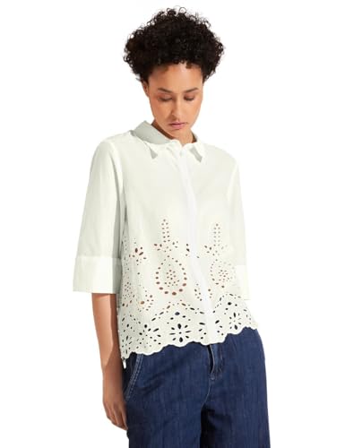 STREET ONE Damen A344654 Bluse mit Stickerei, Off White, 46 von Street One