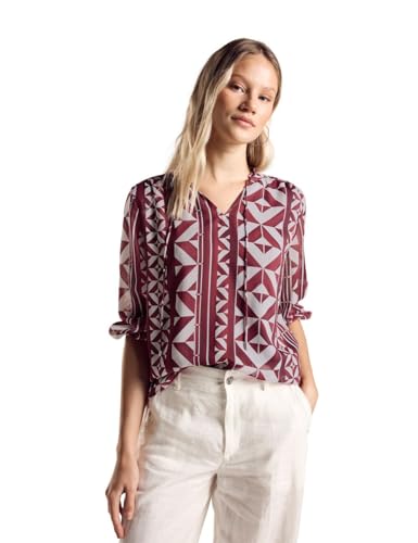 STREET ONE Damen A344684 Blusentop in Unifarben, Mahogany Red, 42 von STREET ONE