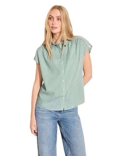 STREET ONE Damen A344748 Gestreifte Sommer Bluse, Soft Moss Green, 36 von Street One