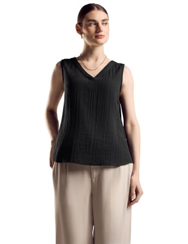 STREET ONE Damen A344897 Ärmellose Bluse, Schwarz, 36 EU von STREET ONE