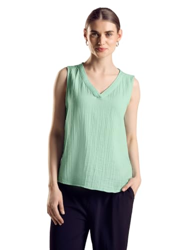 STREET ONE Damen A344897 Ärmellose Bluse, Tidel Green, 38 EU von STREET ONE