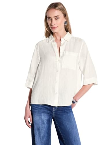 STREET ONE Damen A345394 Leinen-Hemdbluse, Off White, 44 STREET ONE Damen A345394 Leinen-Hemdbluse, Off White, 44 von Street One