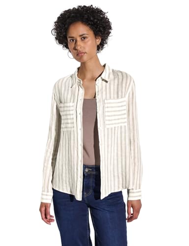 STREET ONE Damen A345406 Gestreifte Hemdbluse, Dark Moonstone Sand, 40 STREET ONE Damen A345406 Gestreifte Hemdbluse, Dark Moonstone Sand, 40 von Street One