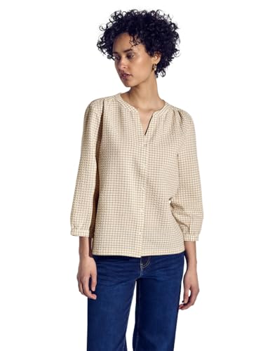 STREET ONE Damen A345536 Karierte Seersucker Bluse, Safari beige, 42 von STREET ONE