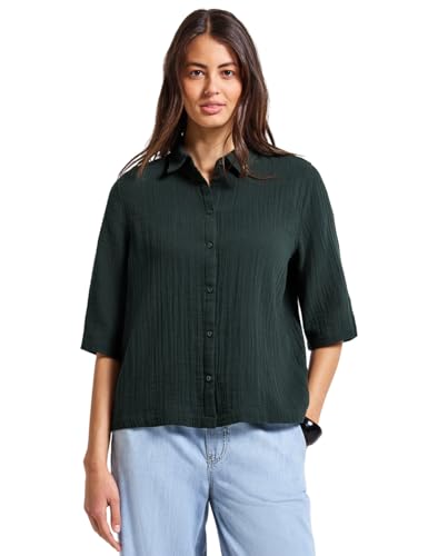 STREET ONE Damen A345609 Musselin Hemdbluse, Pine Grove Green, 38 von STREET ONE
