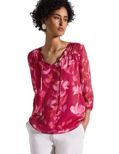STREET ONE Damen A345631 Chiffon-Tunika mit Raffung, Glory red, 36 STREET ONE Damen A345631 Chiffon-Tunika mit Raffung, Glory red, 36 von Street One