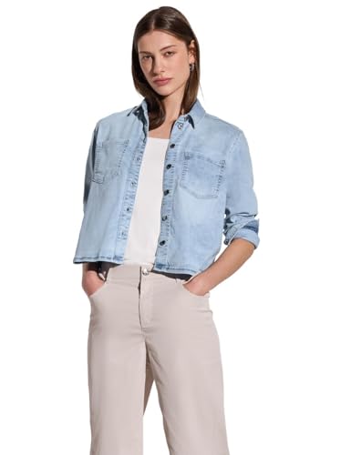 STREET ONE Damen A345663 Denim Hemdbluse, Light Blue Random Washed, 46 STREET ONE Damen A345663 Denim Hemdbluse, Light Blue Random Washed, 46 von Street One