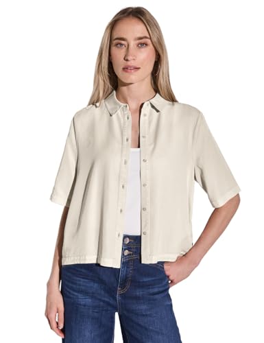 STREET ONE Damen A345665 Hemdbluse im Washed-Look, Moonstone Sand, 44 von STREET ONE