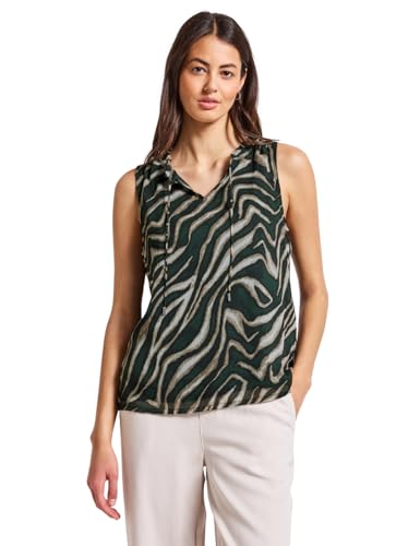 STREET ONE Damen A345809 Chiffon Blusentop mit Print, Pine Grove Green, 42 von STREET ONE