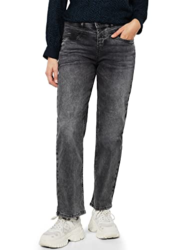 STREET ONE Damen A375802 Straight Jeanshose, Heavy Black Denim wash, W28/L30 von Street One