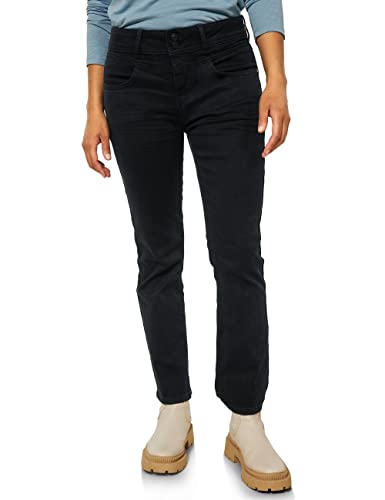 STREET ONE Damen A375879 Jeanshose Boot Cut, Black Rinsed wash, W30/L28 von Street One