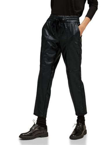 STREET ONE Damen A376974 Kunstlederhose Joggpants, Black, 36W x 28L von Street One