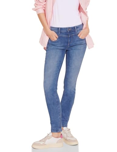 STREET ONE Damen A377255 Jeans Slim und High, Light Blue Random wash, 33W / 30L von Street One