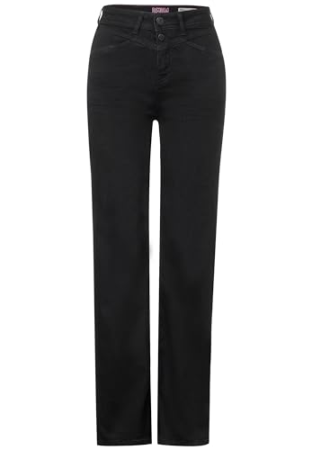STREET ONE Damen A377366 Jeans mit Straight Legs, Black Soft Washed, 32W x 32L von STREET ONE